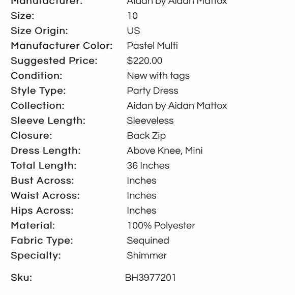 Aidan by Aidan Mattox Pastel Multi NWT size 10 - Picture 7 of 8